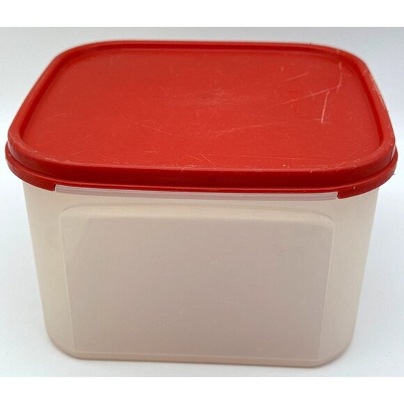 Tupperware 1620-3 Square #2 Modular Mates 11-Cup w/Lid 1623-4 Red. Vintage - Picture 1 of 4